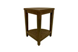 Curvilinear Dark Brown Teak 18" Corner Shower Bench With Shelf - Homeroots - Flyclothing LLC
