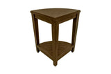 Curvilinear Dark Brown Teak 18" Corner Shower Bench With Shelf - Homeroots