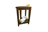 Curvilinear Dark Brown Teak 18" Corner Shower Bench With Shelf - Homeroots