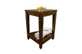 Curvilinear Dark Brown Teak 18" Corner Shower Bench With Shelf - Homeroots - Flyclothing LLC