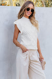 Ruffled Round Neck Cap Sleeve Knit Top - Trendsi