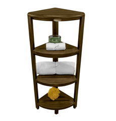 Dark Brown 38" Curvilinear Corner Four Tier Shower Shelf - Homeroots