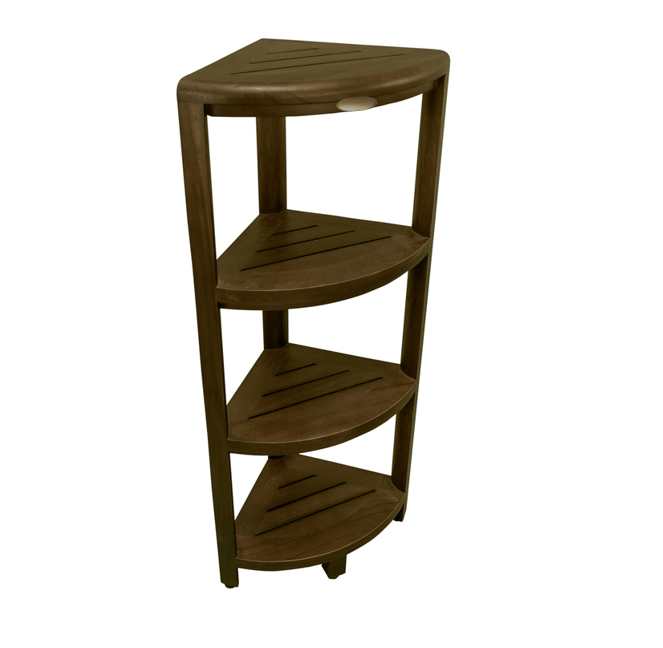 Dark Brown 38" Curvilinear Corner Four Tier Shower Shelf - Homeroots