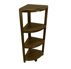Dark Brown 38" Curvilinear Corner Four Tier Shower Shelf - Homeroots