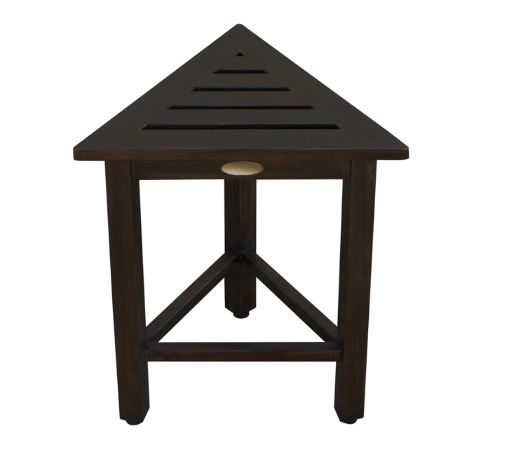 Hotel Dark Teak 18" Triangle Corner Shower Bench Or Shelf - Homeroots - Flyclothing LLC