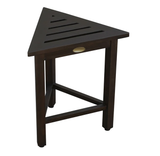 Hotel Dark Teak 18" Triangle Corner Shower Bench Or Shelf - Homeroots