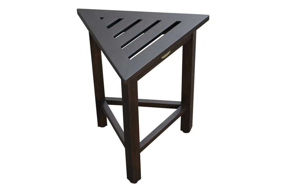 Hotel Dark Teak 18" Triangle Corner Shower Bench Or Shelf - Homeroots - Flyclothing LLC