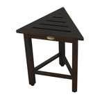 Hotel Dark Teak 18" Triangle Corner Shower Bench Or Shelf - Homeroots