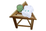 Hotel Natural Teak 18" Triangle Corner Shower Bench Or Shelf - Homeroots
