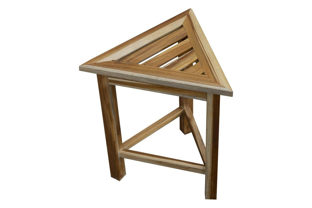 Hotel Natural Teak 18" Triangle Corner Shower Bench Or Shelf - Homeroots - Flyclothing LLC
