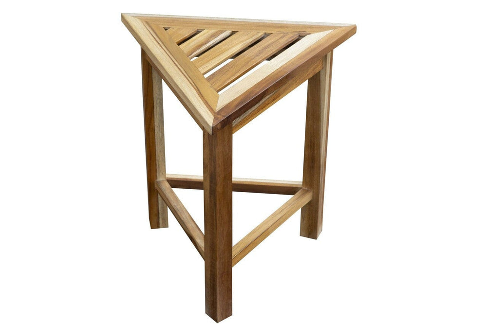 Hotel Natural Teak 18" Triangle Corner Shower Bench Or Shelf - Homeroots