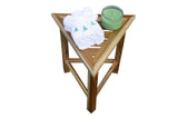 Hotel Natural Teak 18" Triangle Corner Shower Bench Or Shelf - Homeroots - Flyclothing LLC