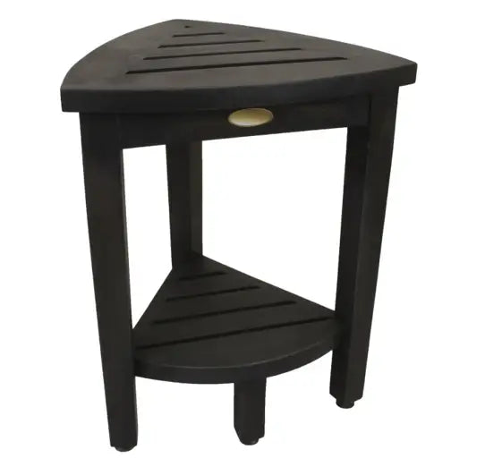 Mod Gray Teak 18" Curvilinear Corner Shower Bench With Shelf - Homeroots - Flyclothing LLC