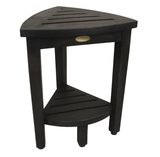 Mod Gray Teak 18" Curvilinear Corner Shower Bench With Shelf - Homeroots