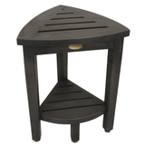 Mod Gray Teak 18" Curvilinear Corner Shower Bench With Shelf - Homeroots - Flyclothing LLC