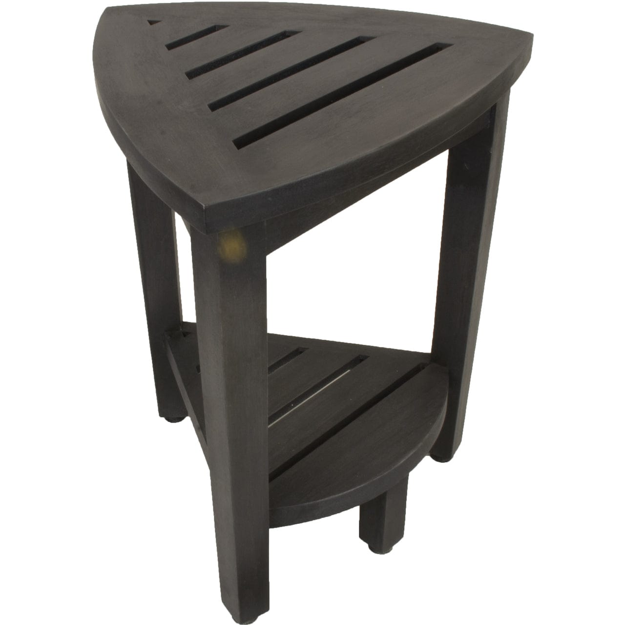 Mod Gray Teak 18" Curvilinear Corner Shower Bench With Shelf - Homeroots - Flyclothing LLC