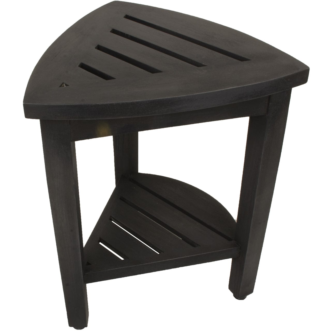 Mod Gray Teak 18" Curvilinear Corner Shower Bench With Shelf - Homeroots - Flyclothing LLC