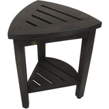 Mod Gray Teak 18" Curvilinear Corner Shower Bench With Shelf - Homeroots