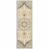 3' X 8' Blue And Ivory Bohemian Runner Rug - Homeroots - Flyclothing LLC