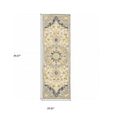 3' X 8' Blue And Ivory Bohemian Runner Rug - Homeroots - Flyclothing LLC
