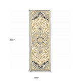 3' X 8' Blue And Ivory Bohemian Runner Rug - Homeroots - Flyclothing LLC