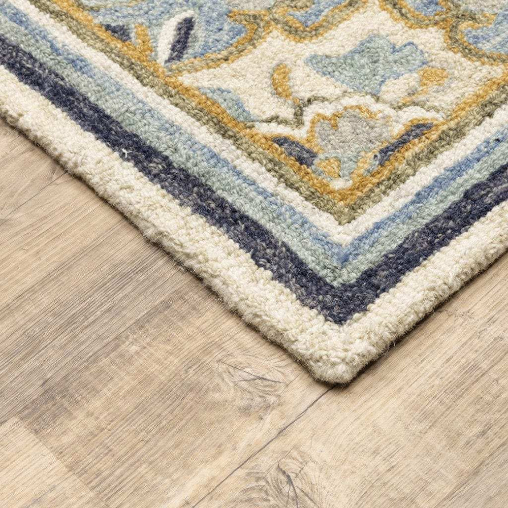 4' X 6' Blue And Ivory Bohemian Area Rug - Homeroots - Flyclothing LLC