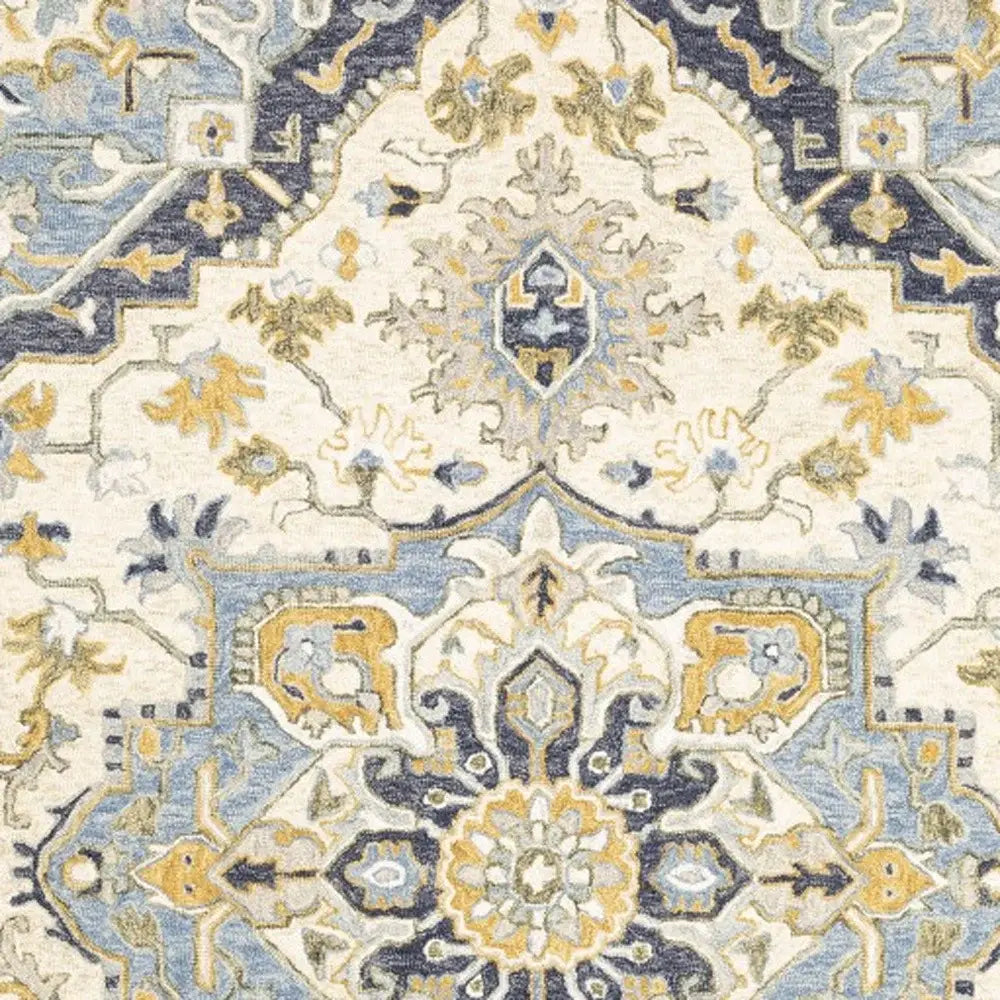 4' X 6' Blue And Ivory Bohemian Area Rug - Homeroots - Flyclothing LLC