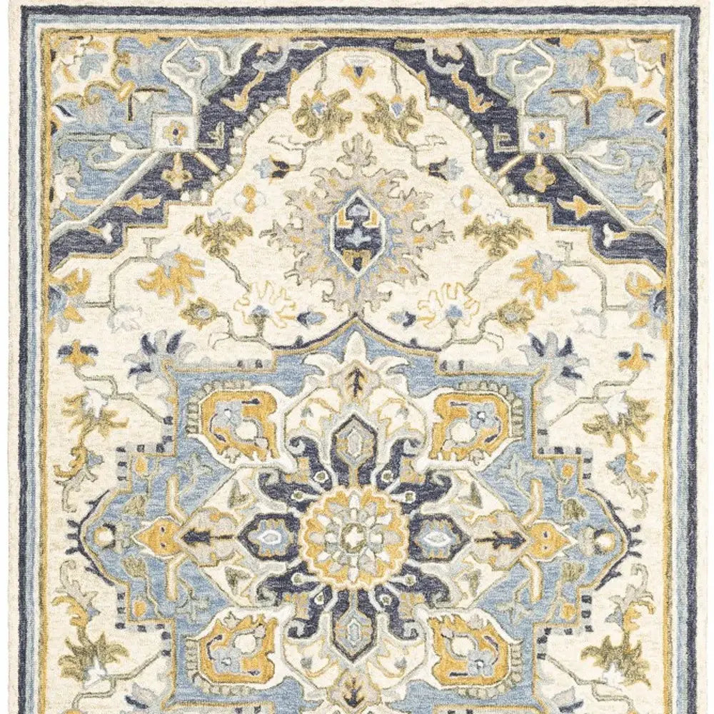 4' X 6' Blue And Ivory Bohemian Area Rug - Homeroots - Flyclothing LLC