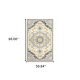 5' X 8' Blue And Ivory Bohemian Area Rug - Homeroots - Flyclothing LLC
