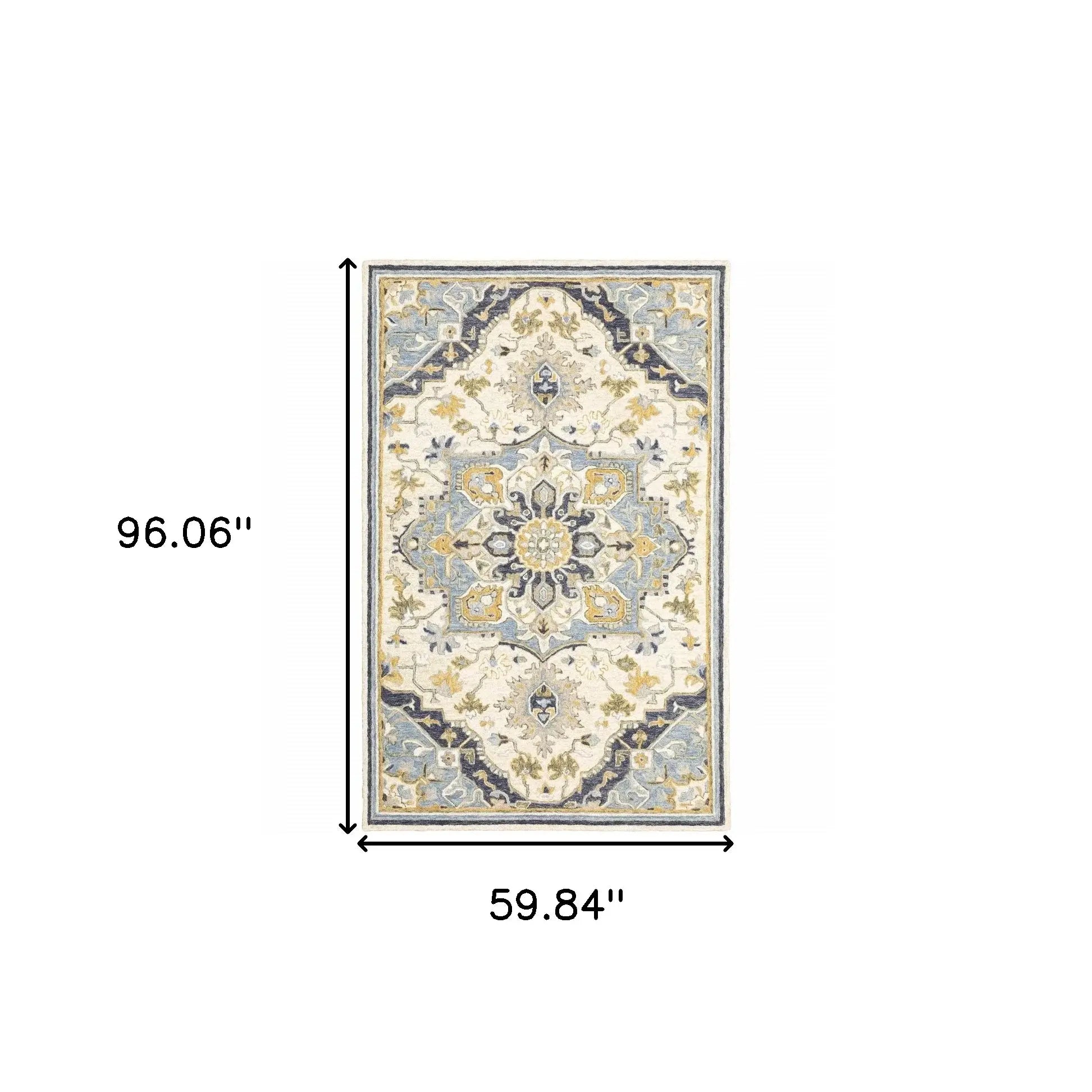 5' X 8' Blue And Ivory Bohemian Area Rug - Homeroots - Flyclothing LLC