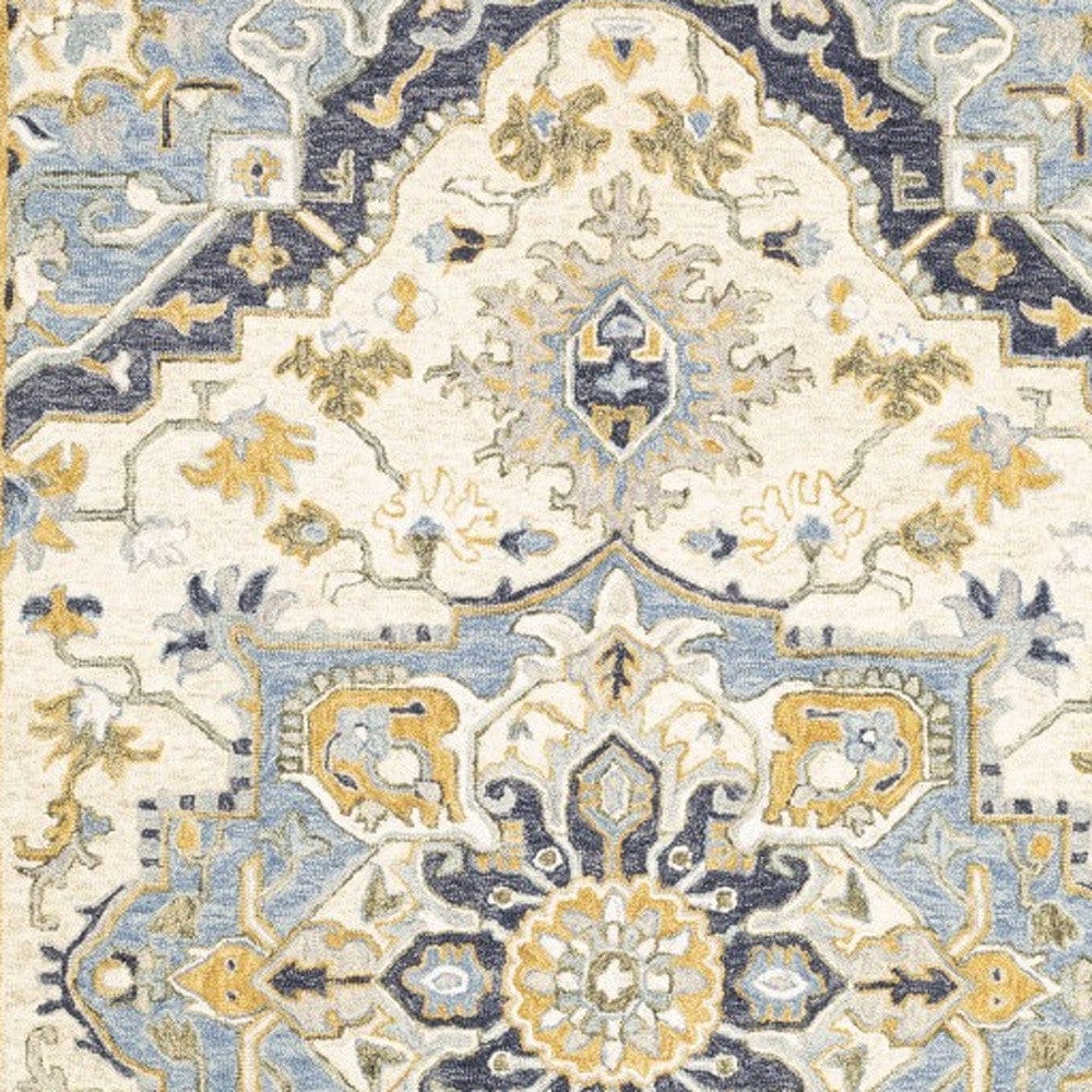 8' X 10' Blue And Ivory Bohemian Rug - Homeroots