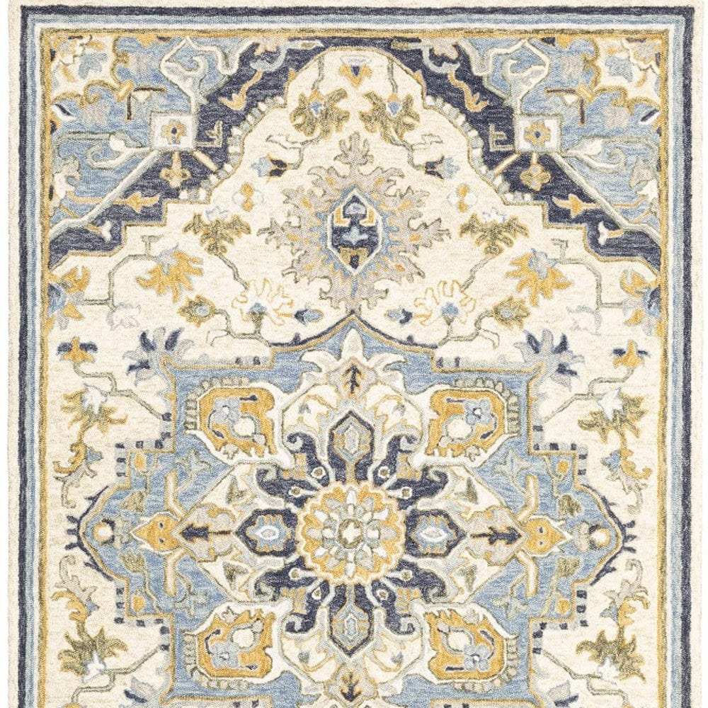 8' X 10' Blue And Ivory Bohemian Rug - Homeroots - Flyclothing LLC