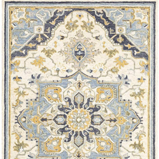 8' X 10' Blue And Ivory Bohemian Rug - Homeroots - Flyclothing LLC