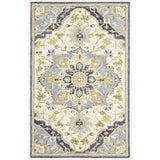 10' X 13' Blue And Ivory Bohemian Rug - Homeroots - Flyclothing LLC