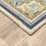 10' X 13' Blue And Ivory Bohemian Rug - Homeroots