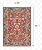 4' X 6' Red And Blue Bohemian Area Rug - Homeroots