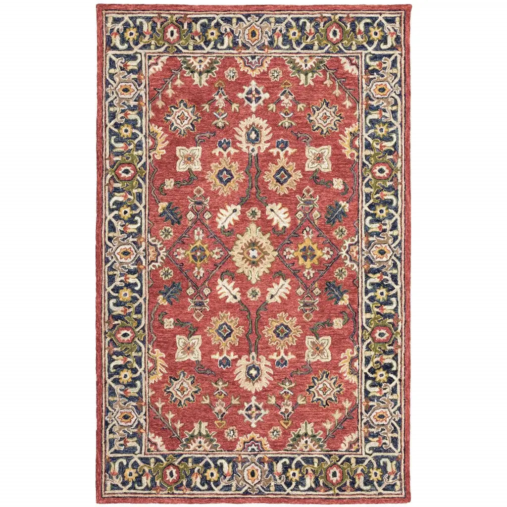 5' X 8' Red And Blue Bohemian Area Rug - Homeroots - Flyclothing LLC