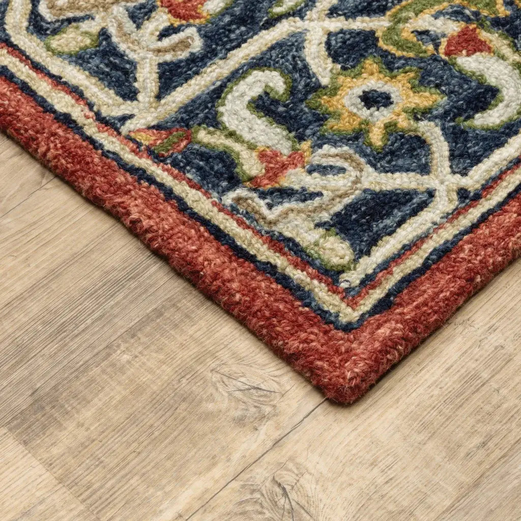 8' X 10' Red And Blue Bohemian Rug - Homeroots - Flyclothing LLC