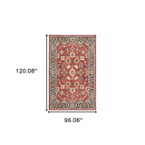 8' X 10' Red And Blue Bohemian Rug - Homeroots
