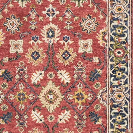 8' X 10' Red And Blue Bohemian Rug - Homeroots