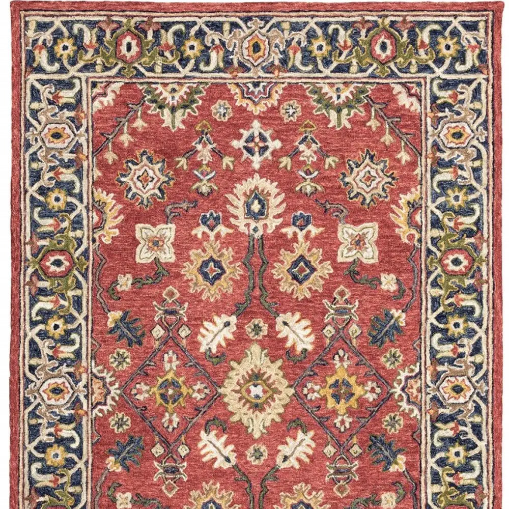8' X 10' Red And Blue Bohemian Rug - Homeroots - Flyclothing LLC