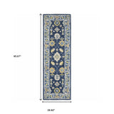 3' X 8' Navy And Blue Bohemian Area Rug - Homeroots