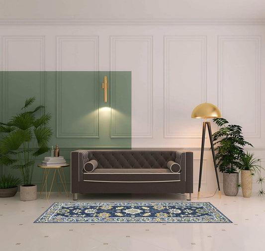 3' X 8' Navy And Blue Bohemian Area Rug - Homeroots - Flyclothing LLC