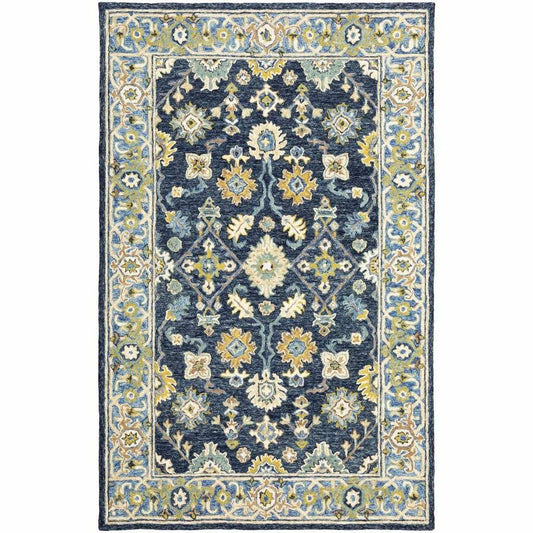 4' X 6' Navy And Blue Bohemian Area Rug - Homeroots - Flyclothing LLC