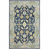 4' X 6' Navy And Blue Bohemian Area Rug - Homeroots