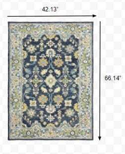 4' X 6' Navy And Blue Bohemian Area Rug - Homeroots - Flyclothing LLC