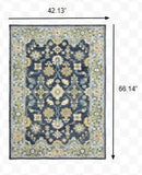 4' X 6' Navy And Blue Bohemian Area Rug - Homeroots