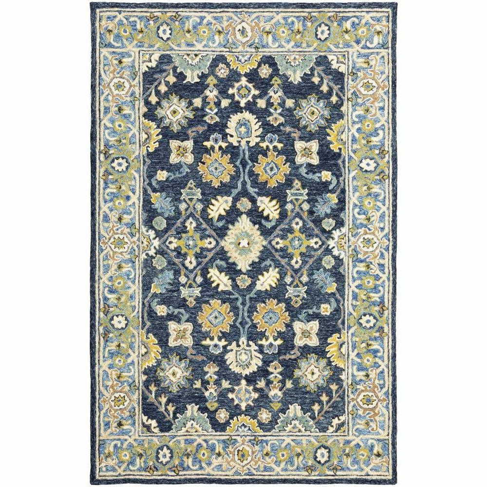 5' X 8' Navy And Blue Bohemian Area Rug - Homeroots - Flyclothing LLC