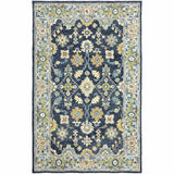 5' X 8' Navy And Blue Bohemian Area Rug - Homeroots - Flyclothing LLC