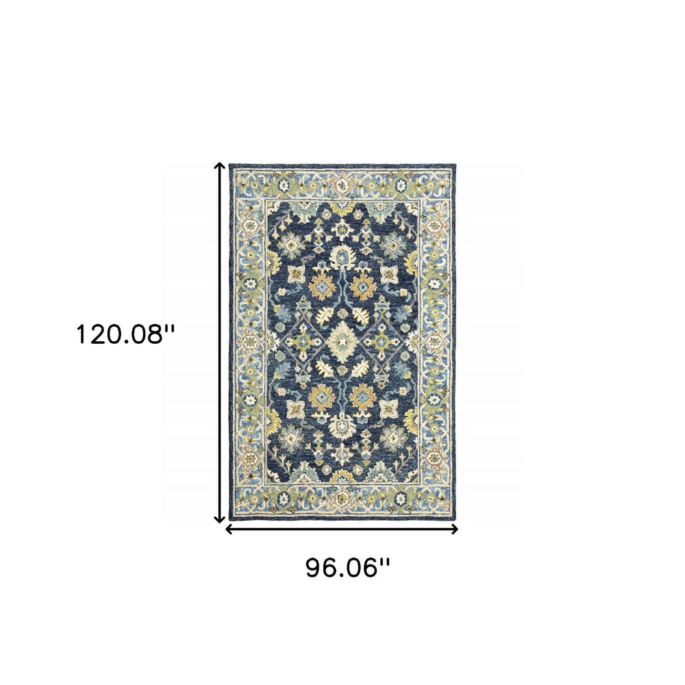 8' X 10' Navy And Blue Bohemian Rug - Homeroots